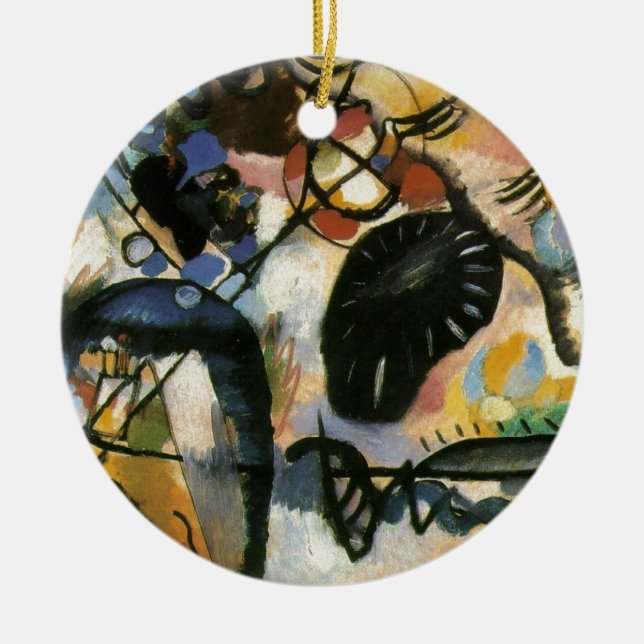 Kandinsky Black Spot Abstract Artwork Ceramic Ornament (Front)