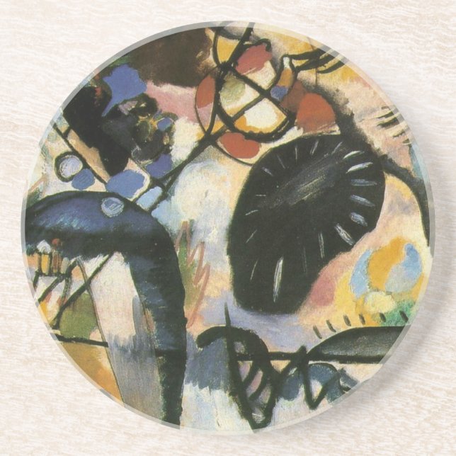 Kandinsky Black Spot Abstract Artwork Coaster (Front)