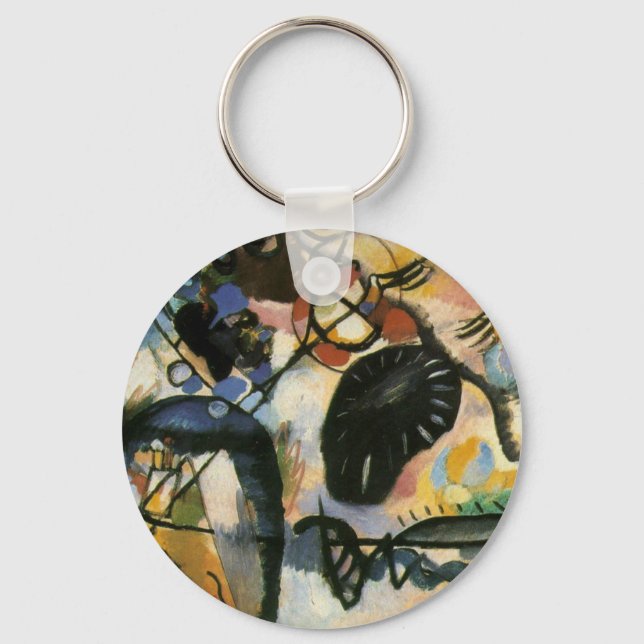 Kandinsky Black Spot Abstract Artwork Key Ring (Front)
