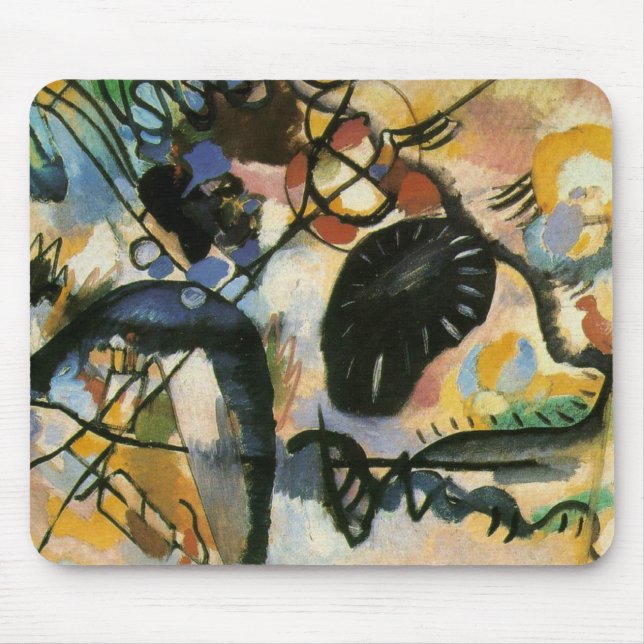 Kandinsky Black Spot Abstract Artwork Mouse Pad (Front)