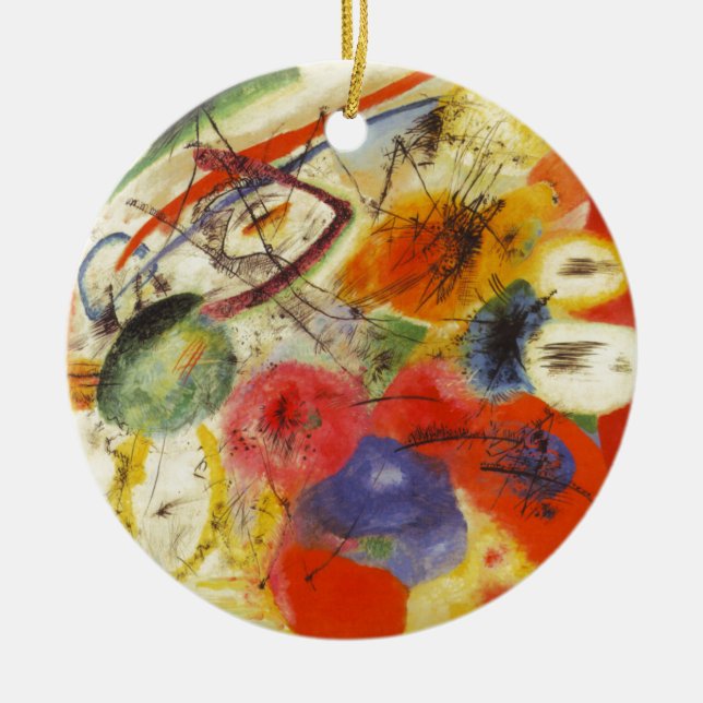 Kandinsky Black Strokes Abstract Painting Ceramic Ornament (Front)