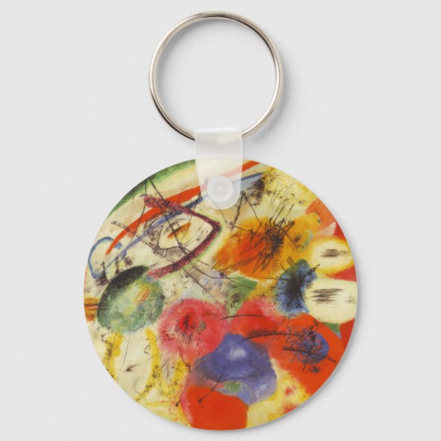 Kandinsky Black Strokes Abstract Painting Key Ring (Front)