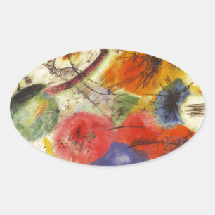 Kandinsky Black Strokes Abstract Painting Oval Sticker