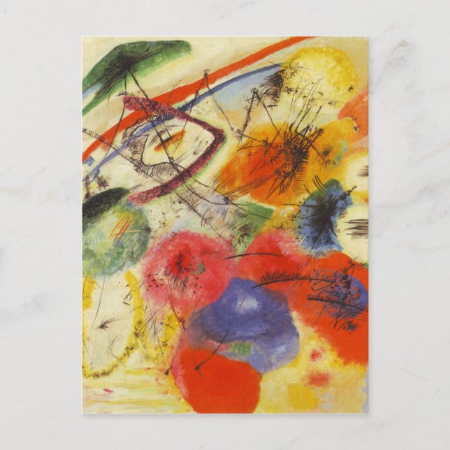 Kandinsky Black Strokes Abstract Painting Postcard (Front)