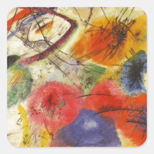 Kandinsky Black Strokes Abstract Painting Square Sticker