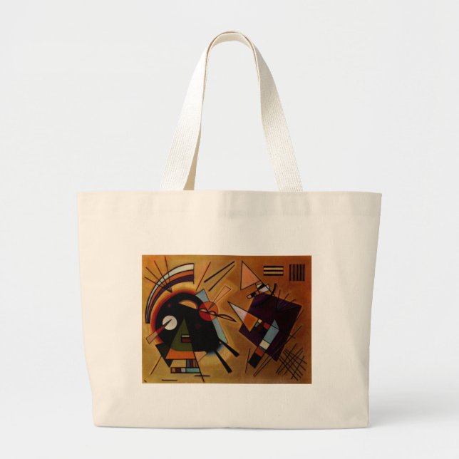 Kandinsky Black Violet Large Tote Bag (Front)
