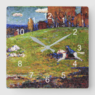 Kandinsky - Blue Rider, landscape painting Square Wall Clock