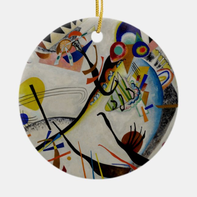 Kandinsky Blue Segment Ceramic Tree Decoration (Front)