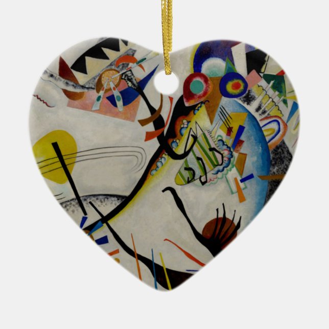 Kandinsky Blue Segment Ceramic Tree Decoration (Front)