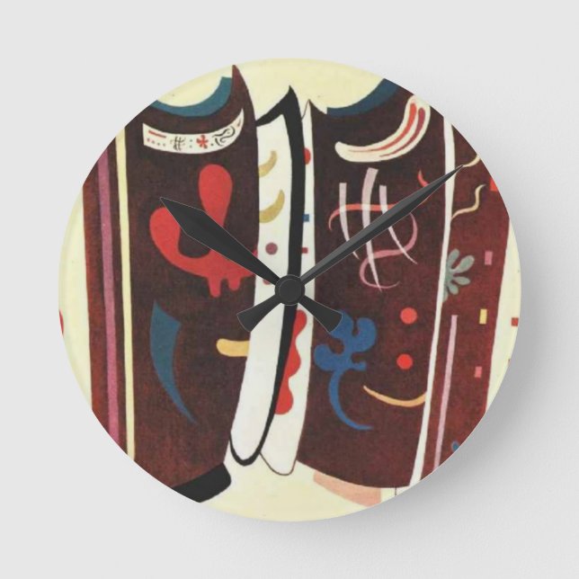 Kandinsky Brown with Supplement Abstract Round Clock (Front)