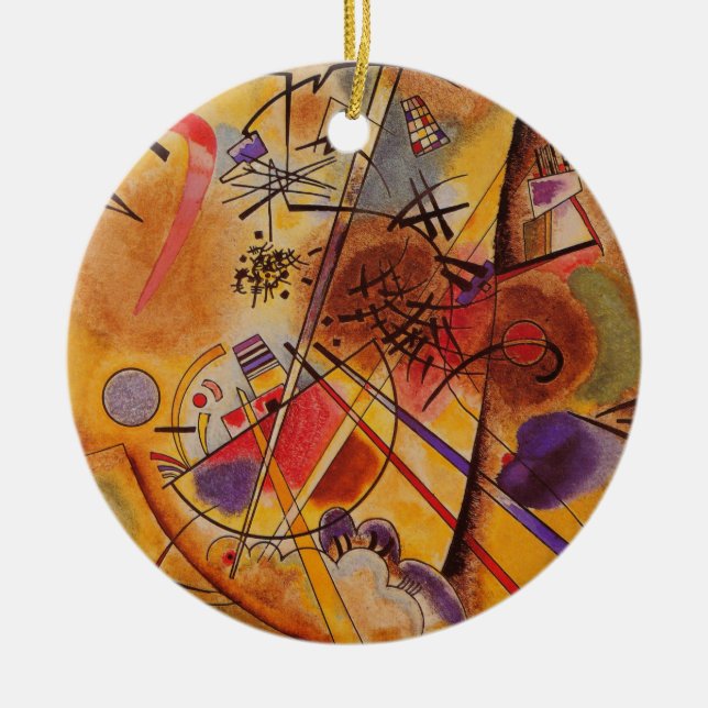 Kandinsky Brown Yellow Red Blue Ceramic Ornament (Front)