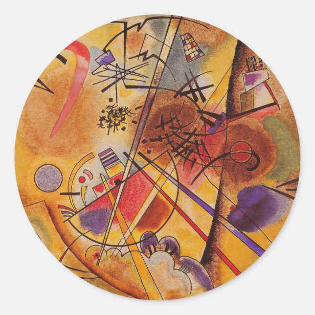 Kandinsky Brown Yellow Red Blue Classic Round Sticker (Front)