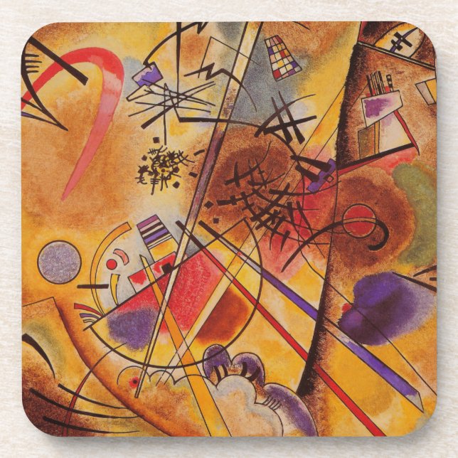 Kandinsky Brown Yellow Red Blue Coaster (Front)