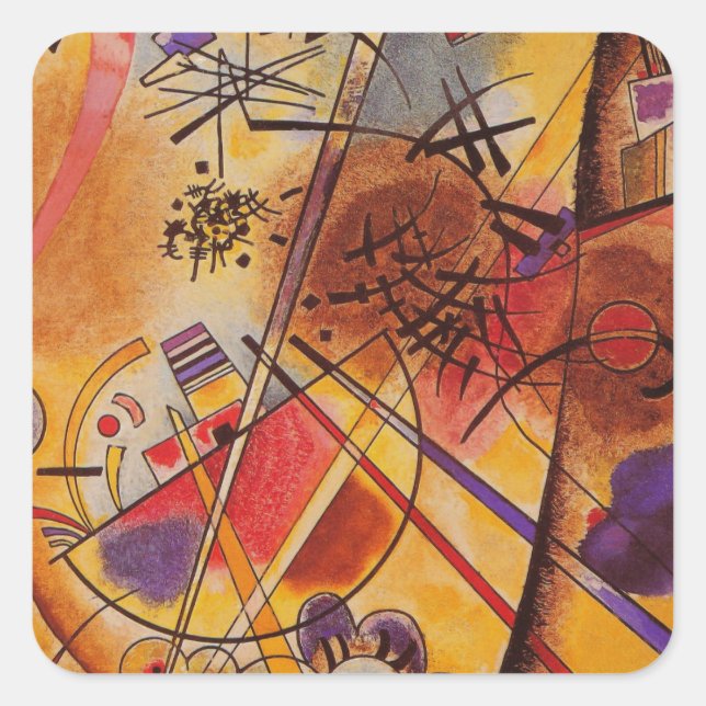 Kandinsky Brown Yellow Red Blue Square Sticker (Front)