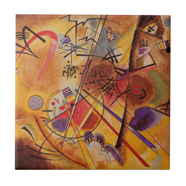 Kandinsky Brown Yellow Red Blue Tile (Front)