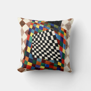 Kandinsky - Checked, colourful abstract art, Cushion
