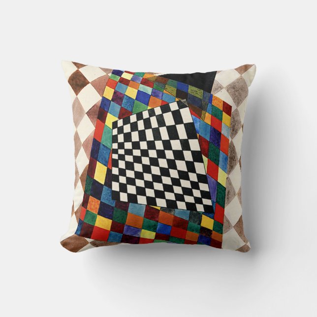 Kandinsky - Checked, colourful abstract art, Cushion (Front)