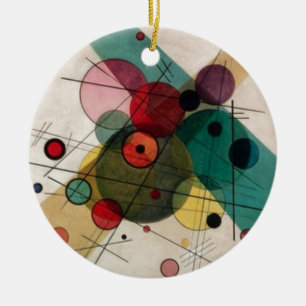 Kandinsky Circles in a Circle Ceramic Ornament