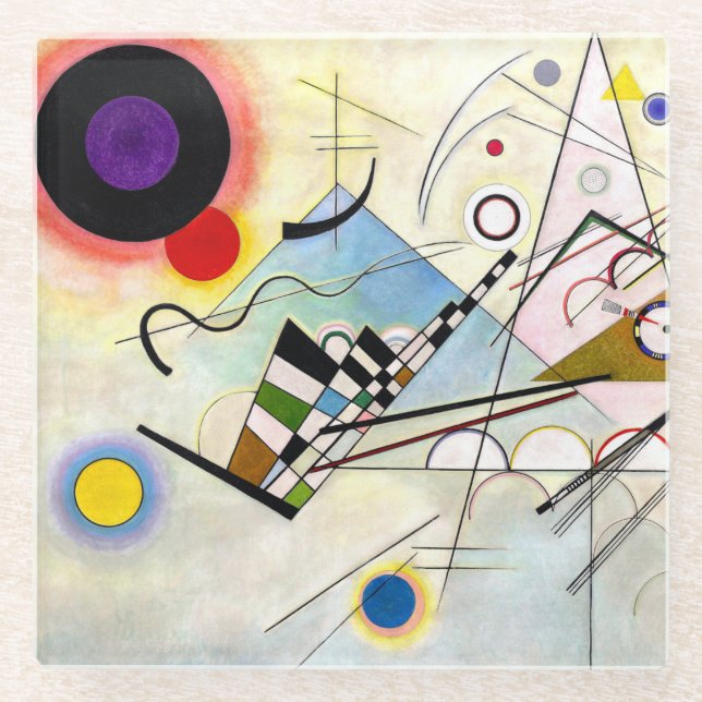 Kandinsky Composition 8 Glass Coaster (Front)