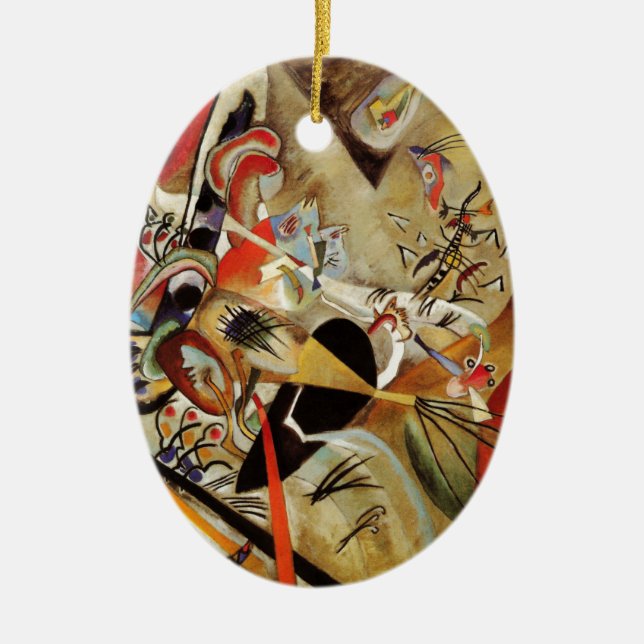 Kandinsky Composition Abstract Ceramic Tree Decoration (Front)