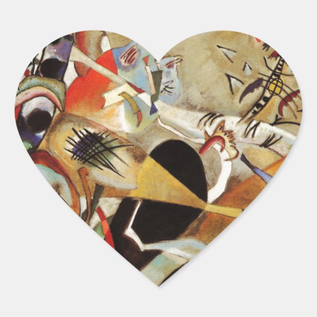 Kandinsky Composition Abstract Heart Sticker (Front)