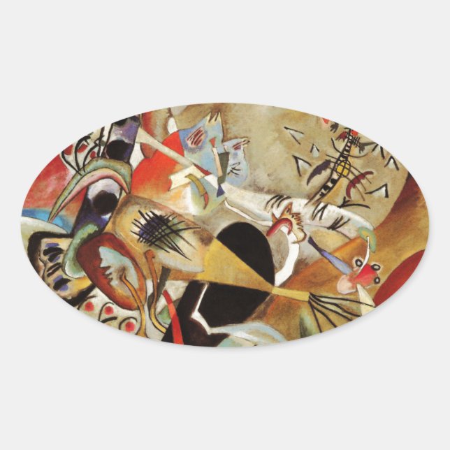Kandinsky Composition Abstract Oval Sticker (Front)