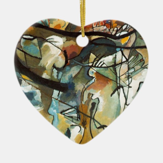 Kandinsky Composition V Abstract Painting Ceramic Tree Decoration (Front)