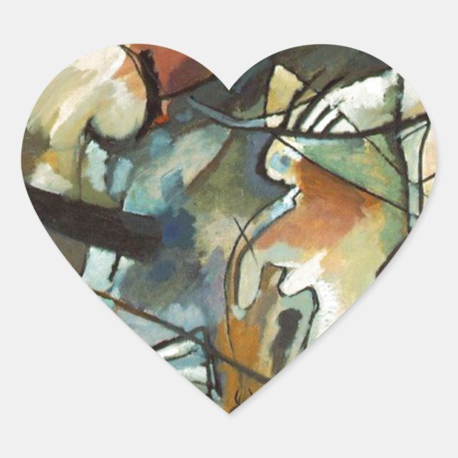 Kandinsky Composition V Abstract Painting Heart Sticker (Front)