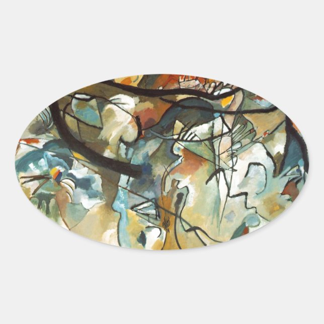 Kandinsky Composition V Abstract Painting Oval Sticker (Front)