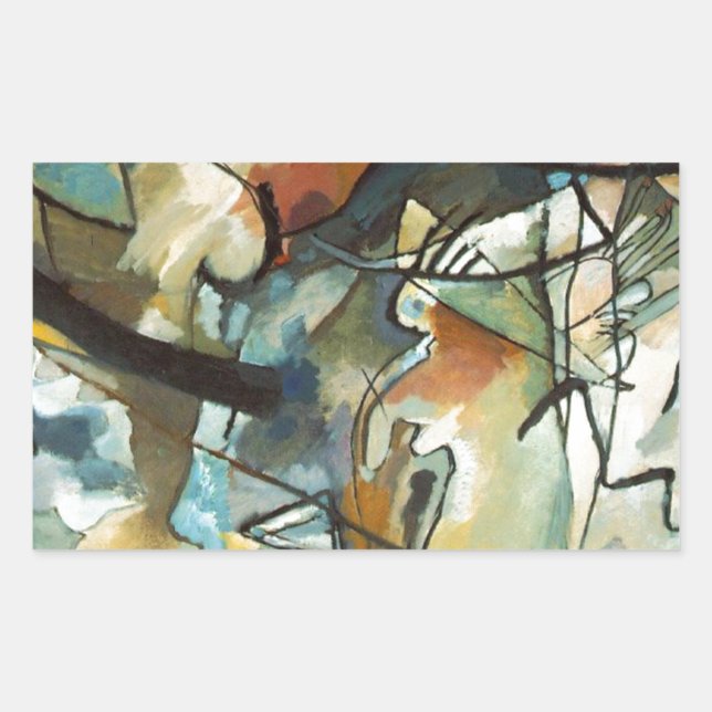 Kandinsky Composition V Abstract Painting Rectangular Sticker (Front)
