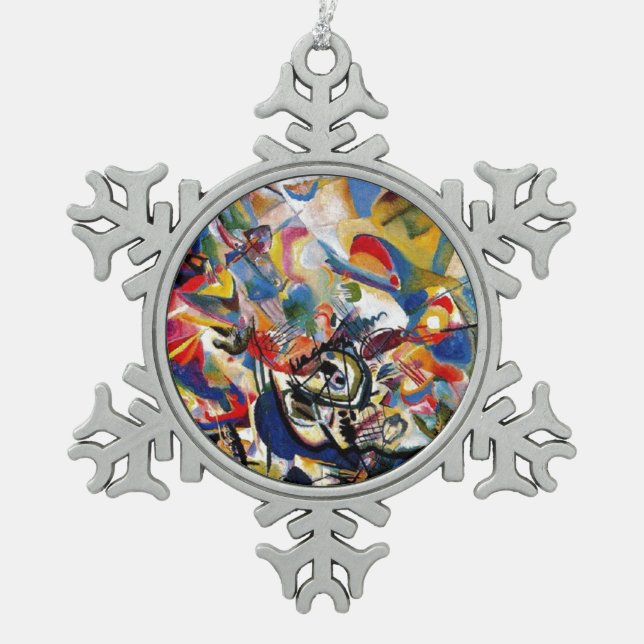 Kandinsky Composition VII Abstract Painting Snowflake Pewter Christmas Ornament (Front)