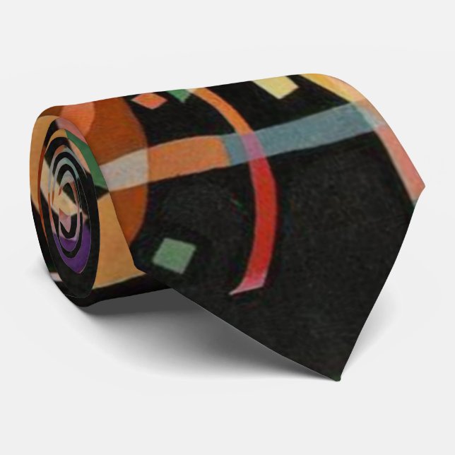 Kandinsky Composition X Abstract Artwork Brown Tie (Rolled)