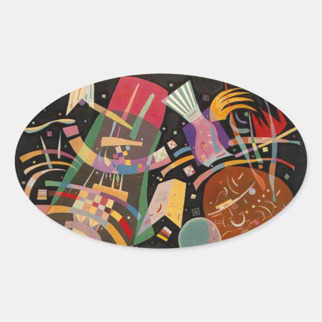 Kandinsky Composition X Abstract Artwork Oval Sticker (Front)