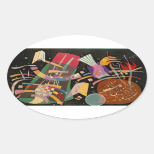 Kandinsky Composition X Abstract Artwork Oval Sticker