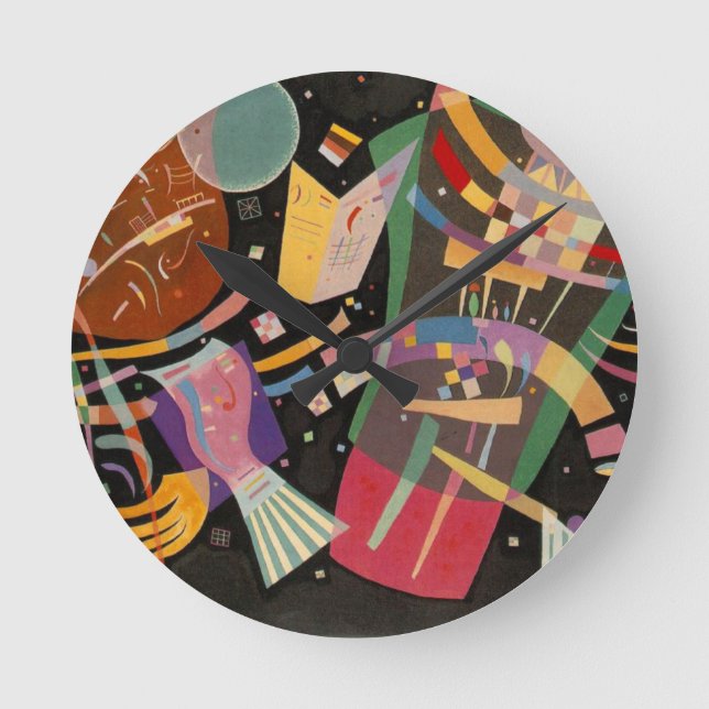 Kandinsky Composition X Abstract Artwork Round Clock (Front)