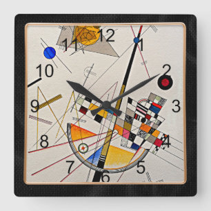 Kandinsky - Delicate Tension, Square Wall Clock