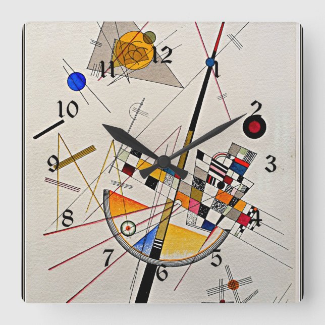 Kandinsky - Delicate Tension Square Wall Clock (Front)