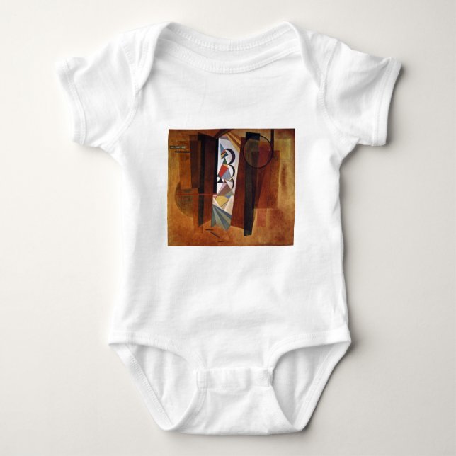 Kandinsky Development in Brown Abstract Painting Baby Bodysuit (Front)