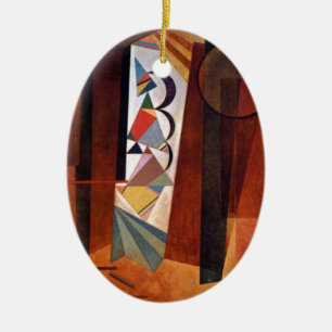 Kandinsky Development in Brown Abstract Painting Ceramic Tree Decoration