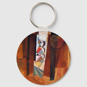 Kandinsky Development in Brown Abstract Painting Key Ring