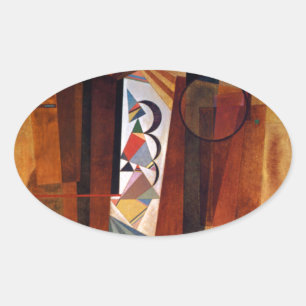 Kandinsky Development in Brown Abstract Painting Oval Sticker