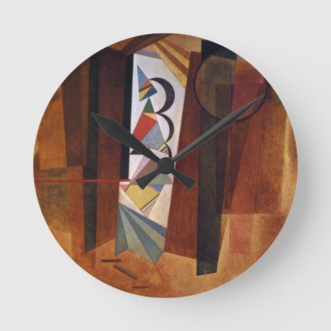 Kandinsky Development in Brown Abstract Painting Round Clock (Front)
