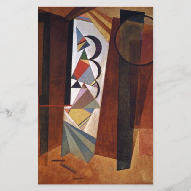 Kandinsky Development in Brown Abstract Painting Stationery (Front)