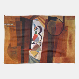 Kandinsky Development in Brown Abstract Painting Tea Towel