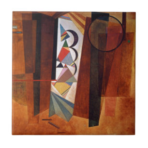 Kandinsky Development in Brown Abstract Painting Tile