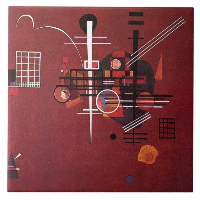 Kandinsky - Dull Red Ceramic Tile (Front)