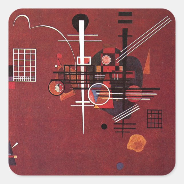 Kandinsky - Dull Red Square Sticker (Front)