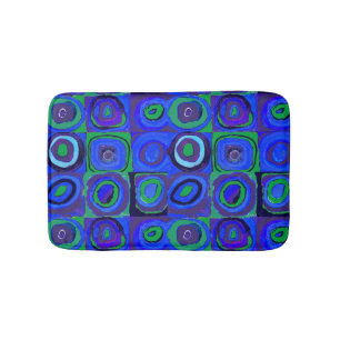 Kandinsky Farbstudie Blue Quadrate Square Circle  Bath Mat