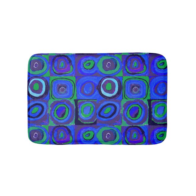 Kandinsky Farbstudie Blue Quadrate Square Circle  Bath Mat (Front)