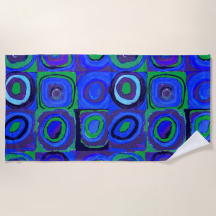 Kandinsky Farbstudie Blue Quadrate Square Circle  Beach Towel